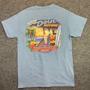 Disney Cruise Line T-Shirt Mens Medium Blue Castaway Cay Mickey Mouse Graphic
